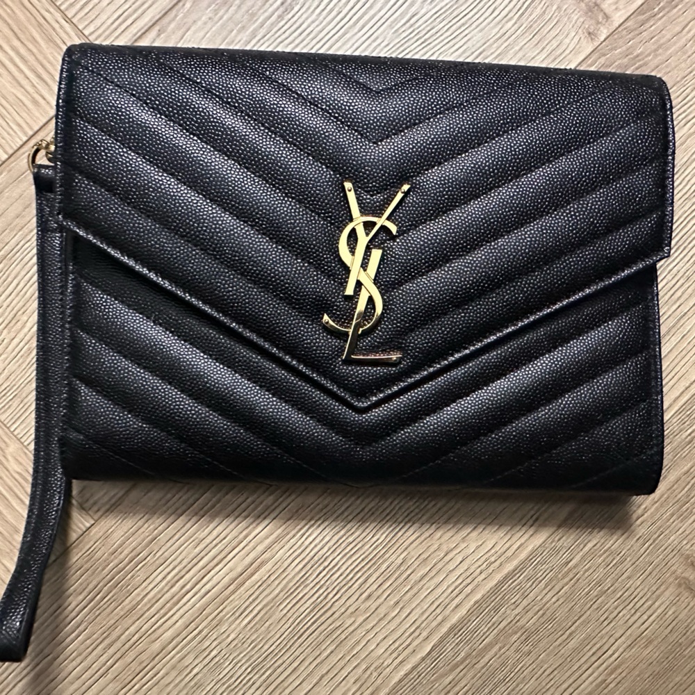 YSL Black Quilted Clutch